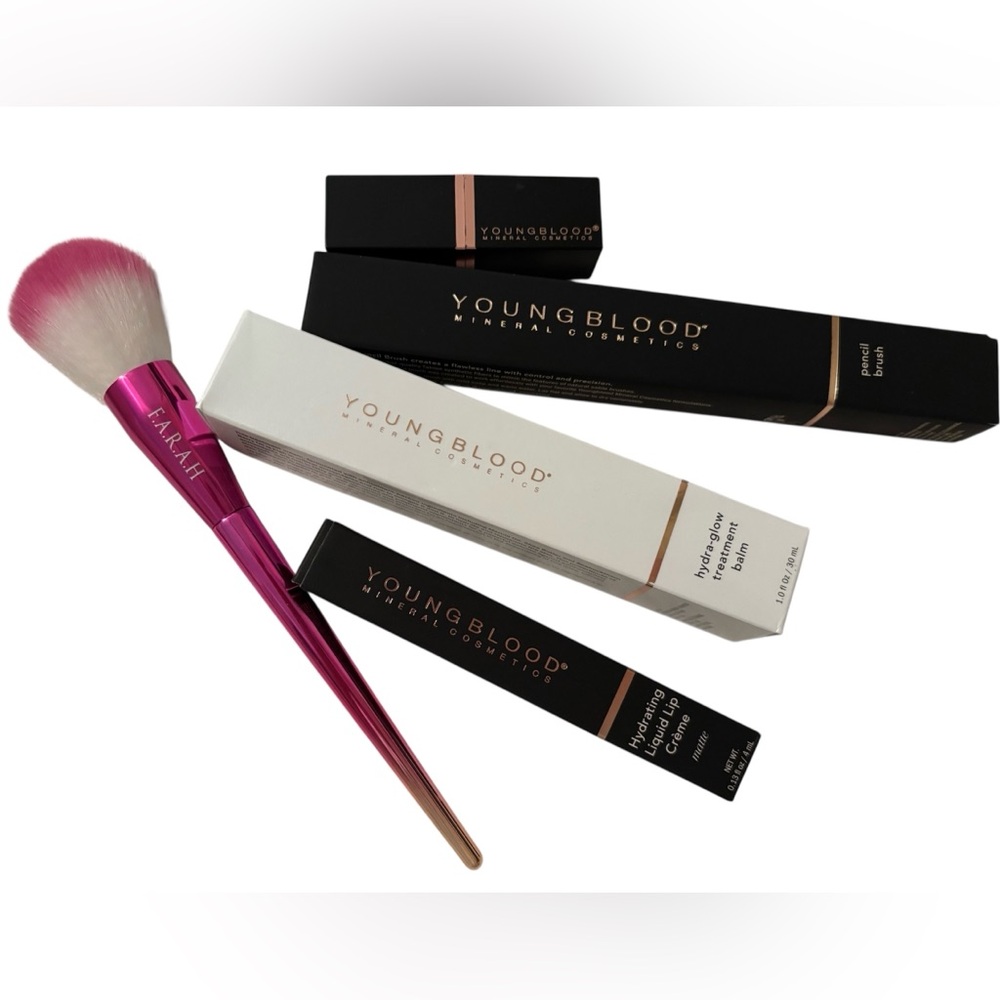 Youngblood Mineral Cosmetics 4-piece makeup bundle with brush